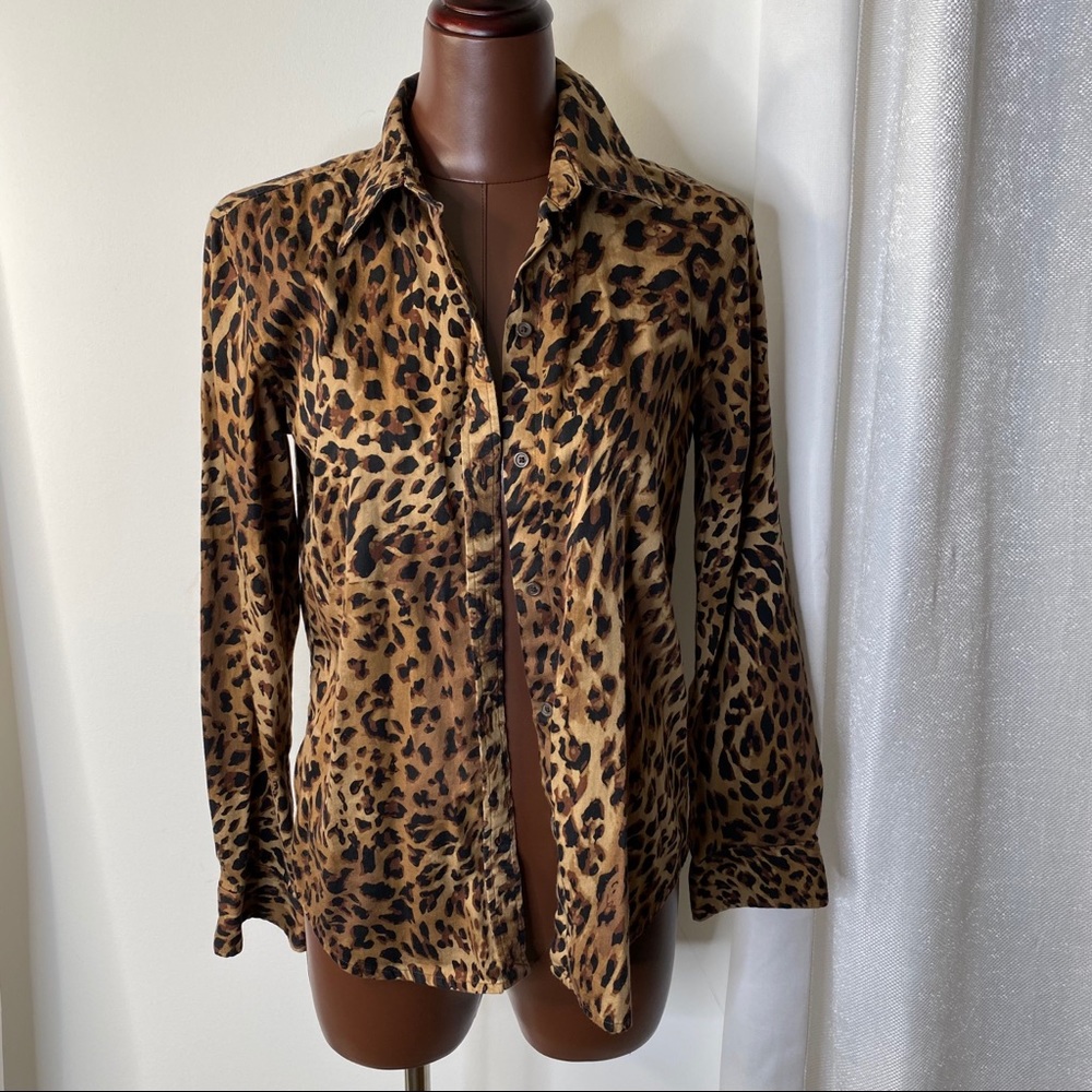 Chaps animal print button down top - Picture 1 of 5